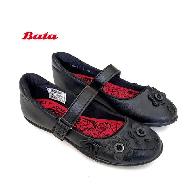 Bata B.First 6116 Sepatu Sekolah Anak Perempuan - Hitam Gesper Bunga