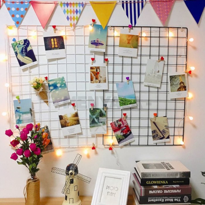 Jual Wire Grid Hiasan Dinding Panjang White Photo Clip Wall Memo