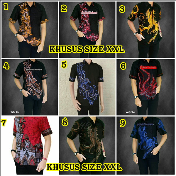 Jual Baju Batik Pria Ukuran XXL JUMBO BIG SIZE Kemeja Batik Pria Xxl 3 - Kuning