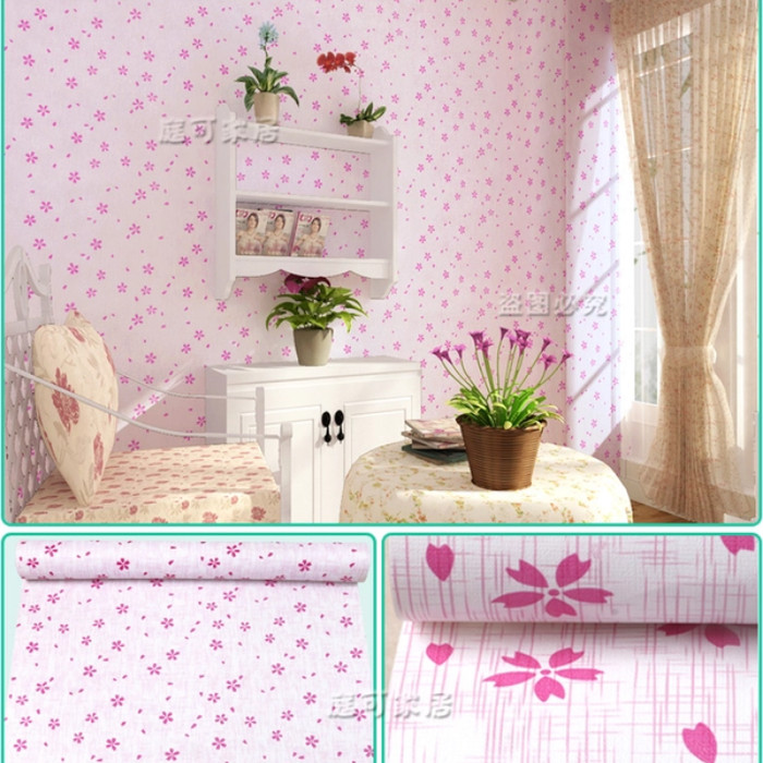 jual wallpaper sticker bunga sakura pink murah dinding shabby chic