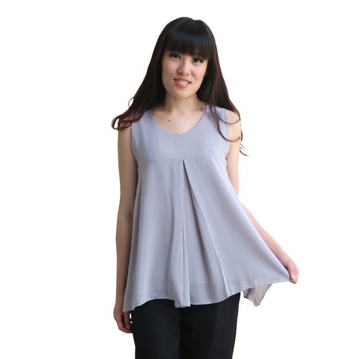 Jual Ms Porter Tiffany Blus Tanpa Lengan Abu Abu Muda All Size Harga Rp 199.000