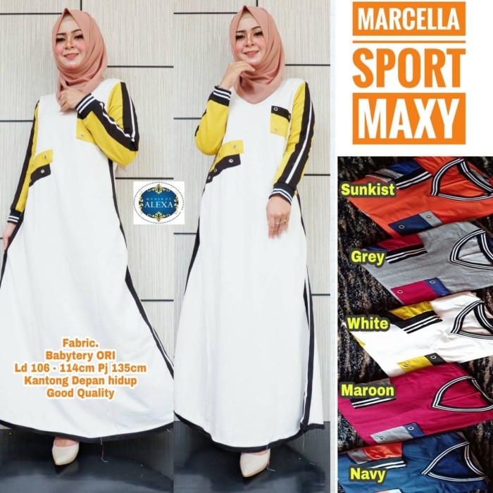 Baju Terusan Wanita Muslim Longdress Marcella Sport Maxy Alx