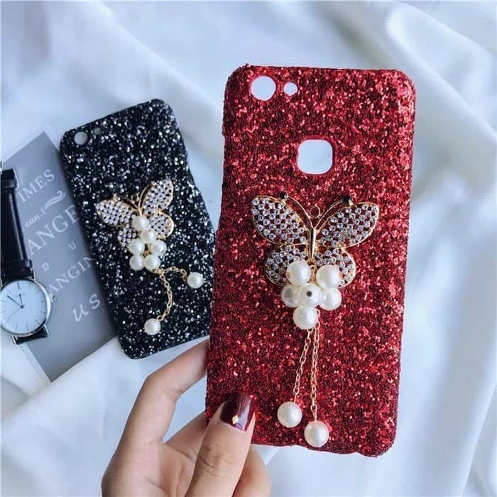 Hardcase Glitter Bling Butterfly Diamond Slim Case Casing HP Oppo A39