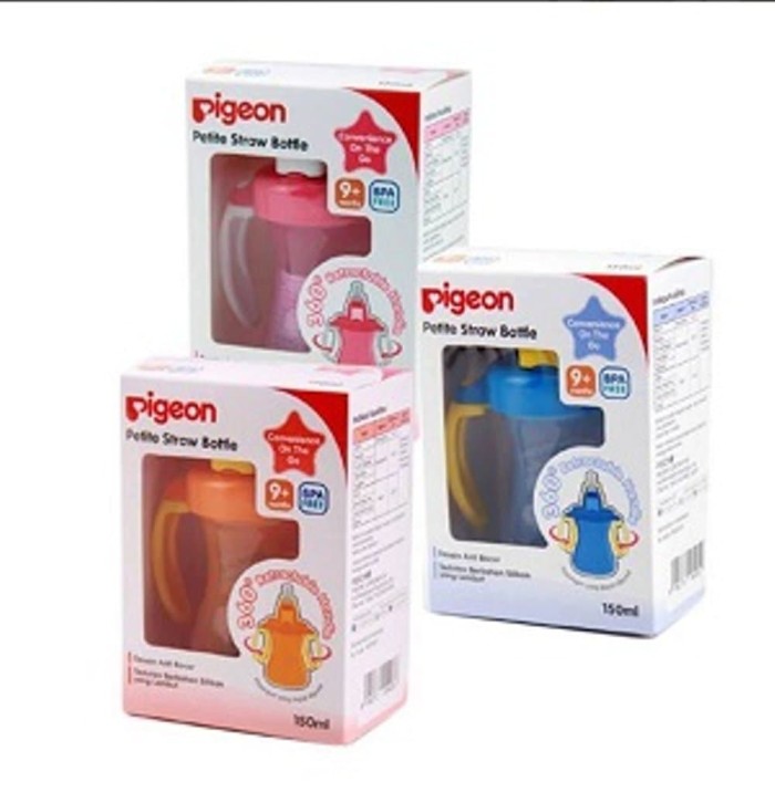 Pigeon Petite Straw Bottle / Botol Sedotan Usia 9 + bulan 150 ml - Biru