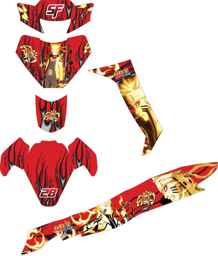 Jual Stiker Striping Decal Motor Fiz R Naruto Merah Grade S Kota