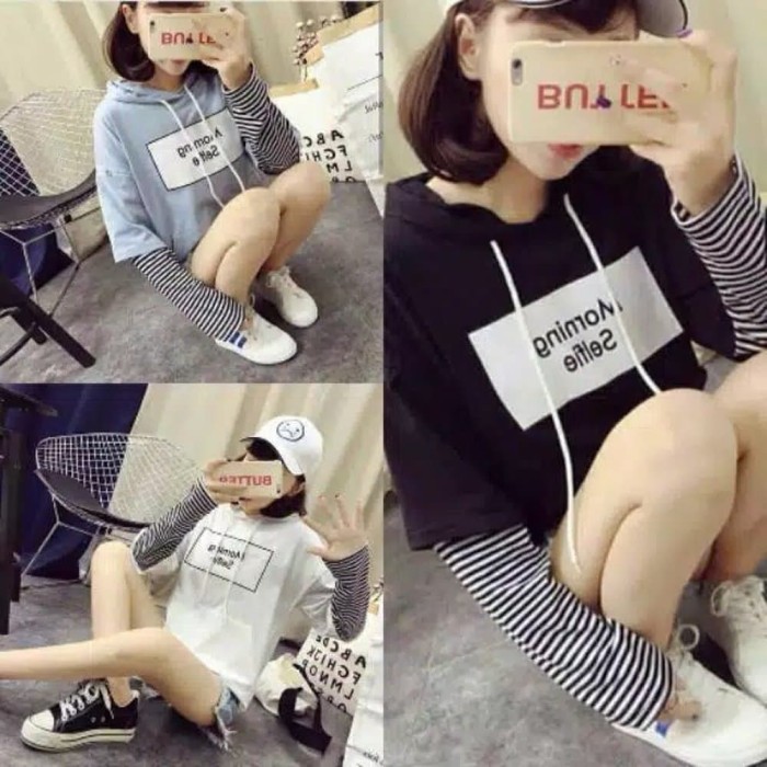 FIT to XL Sweater Wanita Morning Selfie Baby terry Mix Murah