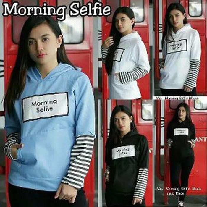 FIT to XL Sweater Wanita Morning Selfie Baby terry Mix Murah