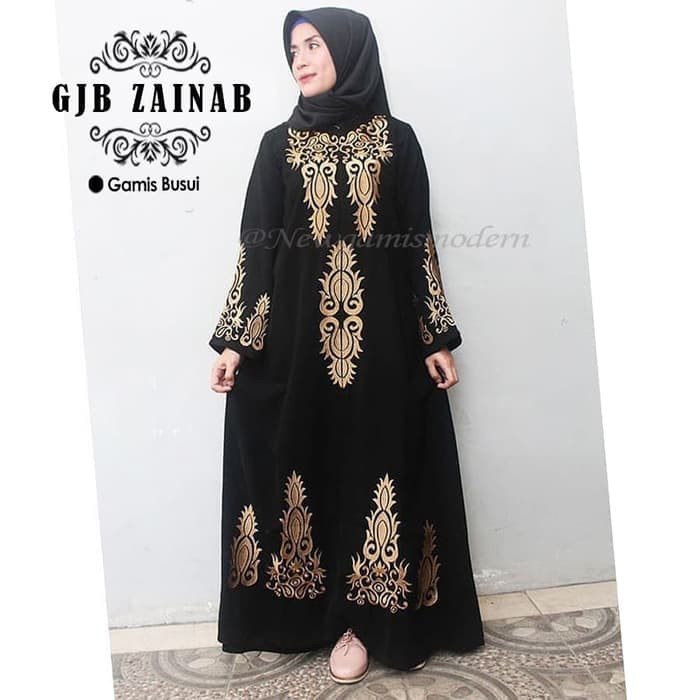 Jual Gamis Abaya Hitam Elegant Bordir Terbaru Gamis Pesta Gamis