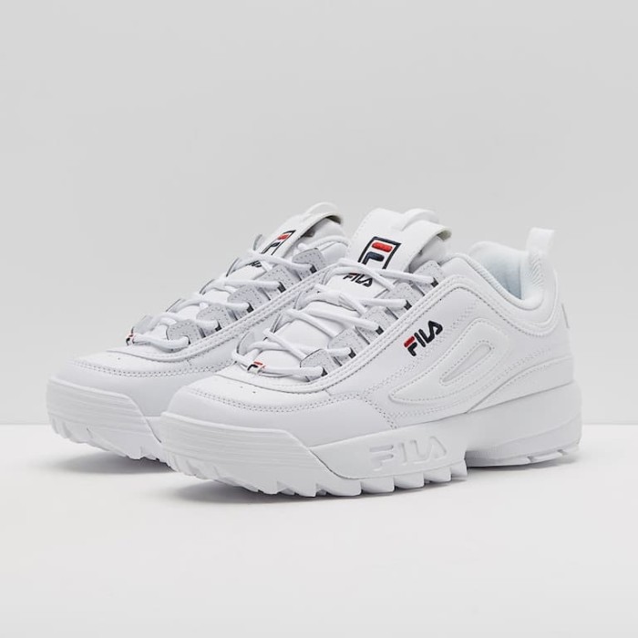 fila premium disruptor trainers in white