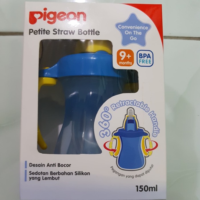 pigeon petite straw bottle biru