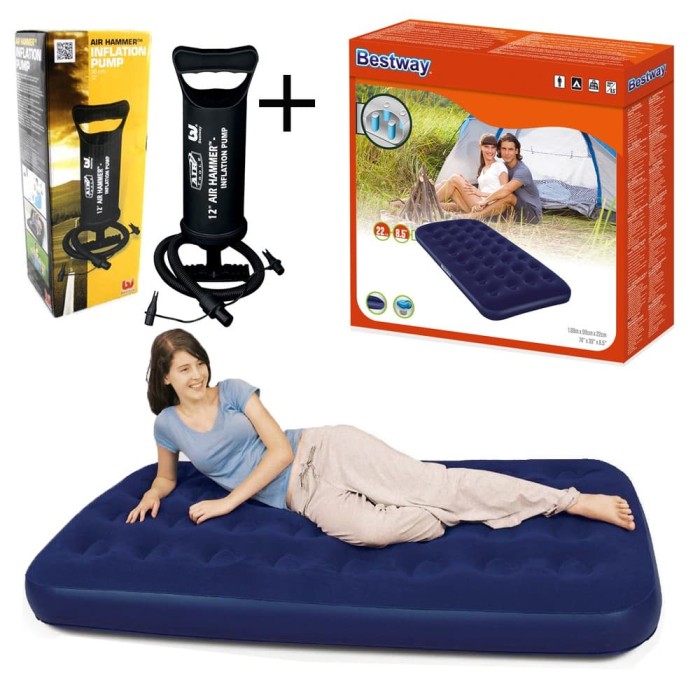 Jual Bestway Flocked Air Bed Twin Pompa Angin 12 Inchi K Bestway Flocked Air Bed Twin Pompa Angin 12 Inchi K Berkualitas