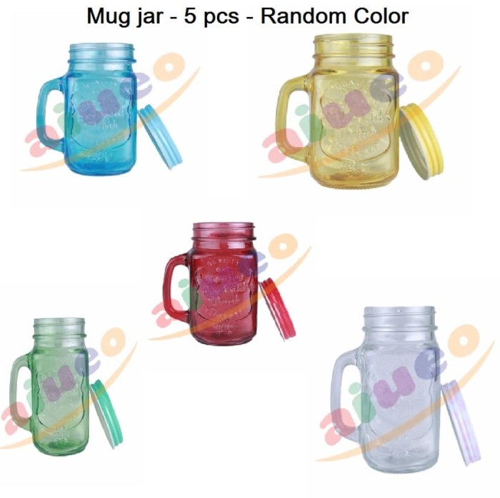 Angel Gelas Mug Jar Set - 450 mL - 5 Buah - Random Color