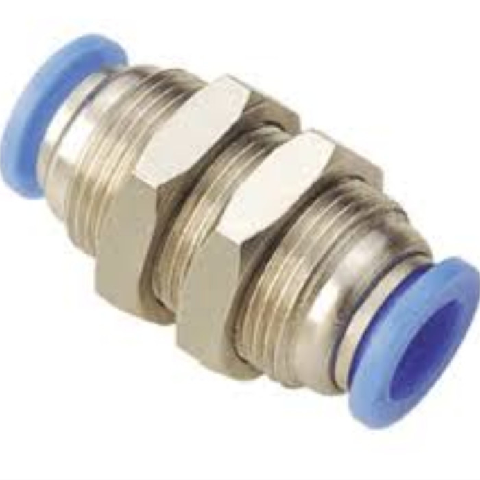 Jual fitting pneumatic bulkhead 12mm pm 12 mm push in Jakarta Barat