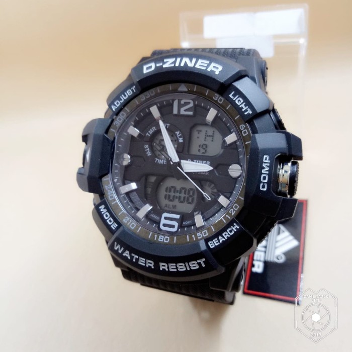 Dziner Watch Dualtime - Dz8211B - Jam Tangan Pria - Rubber Strap