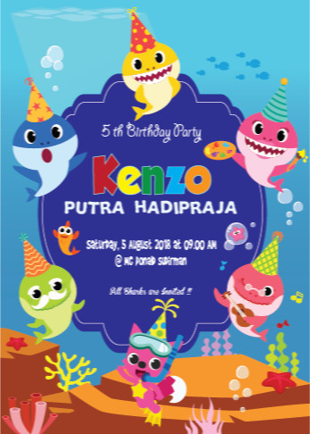 Jual Kartu Undangan Ulang Tahun Baby Shark Kota Surabaya Cellashoppe Tokopedia