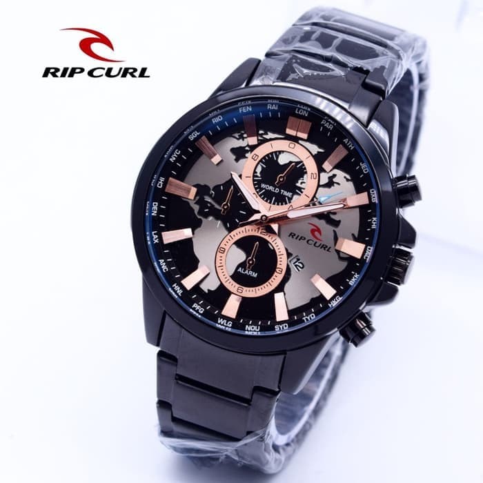 Jam Tangan Pria / Jam Cowok Rip Curl World Rantai Black Rose