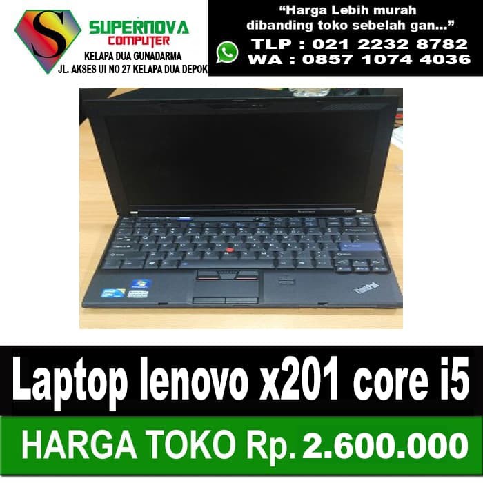 Foto Produk Laptop lenovo x201 core i5 2,5ghz ram 4gb hdd 320gb led 12 inc no dvd dari Supernova Computer Ariet