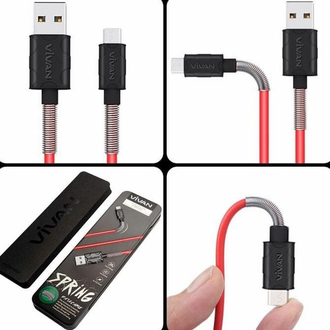 d VIVAN FM100 SPRING Data Cable 2.4Ampere Fast Charging pack Stainless