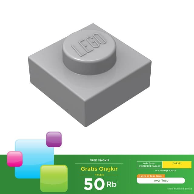 Lego 3024 Plate 1 x 1 Light Gray Set of 50