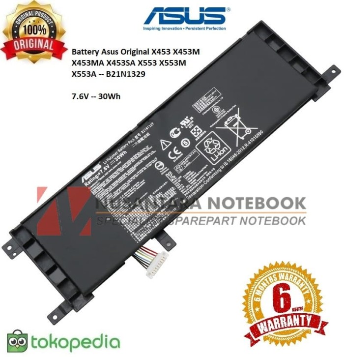 Jual Baterai Laptop Original Asus X453 X453M X453MA X453S X553 B21N1239