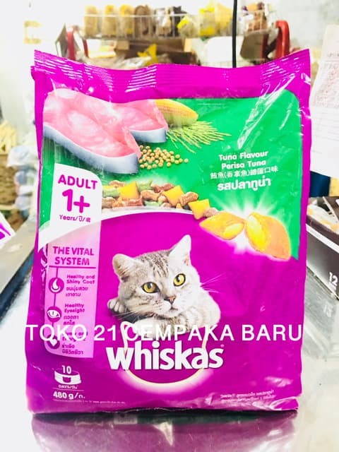 ... Whiskas Adult 1 Rasa TUNA FLAVOUR 480 gr Makanan Kucing Murah 480gr