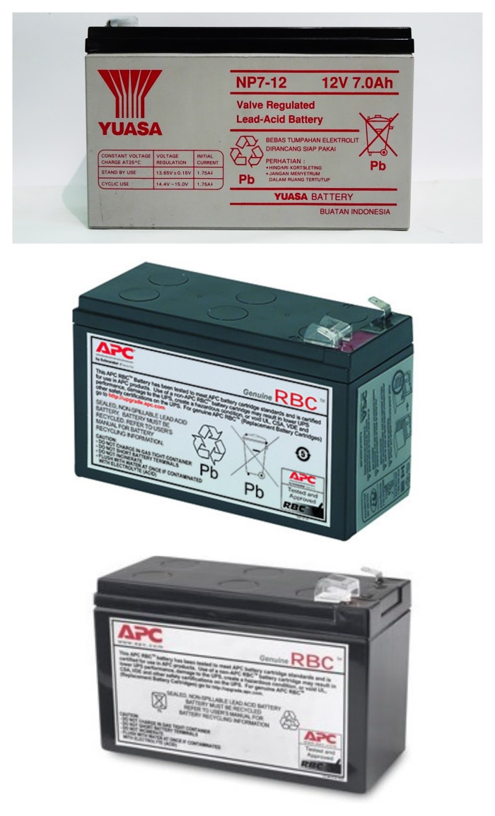 Jual RBC2 RBC110 RBC17 Battery Competible UPS APC. Baterai YUASA NP7-12 ...