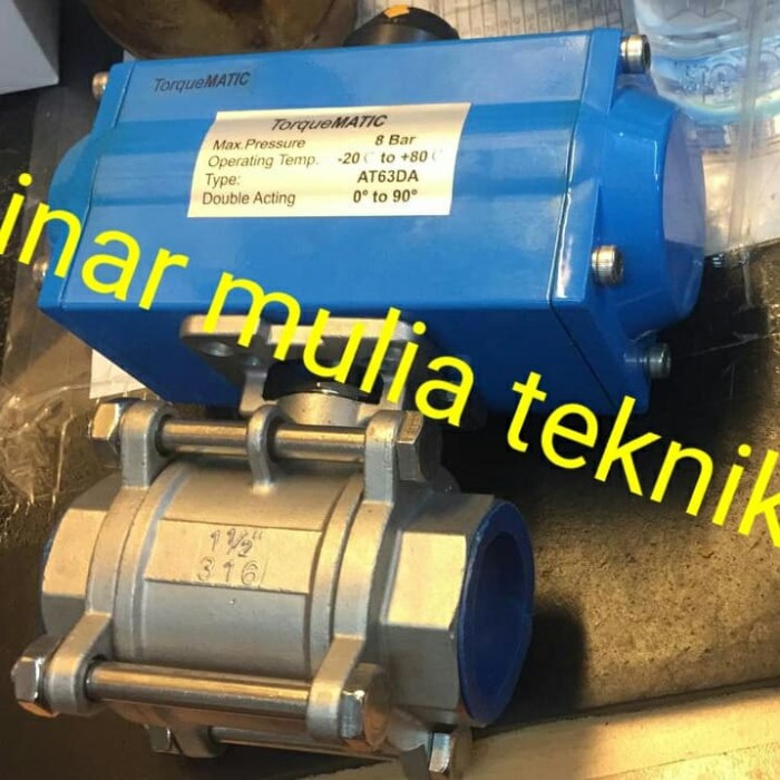 Ball Valve 3Pc Body Actuator Double Acting 1 1/2 Inch