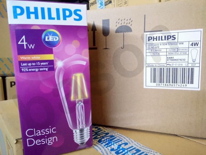 New PHILIPS LED Classic 4W E27 ST64 Warm White - Decorative LED