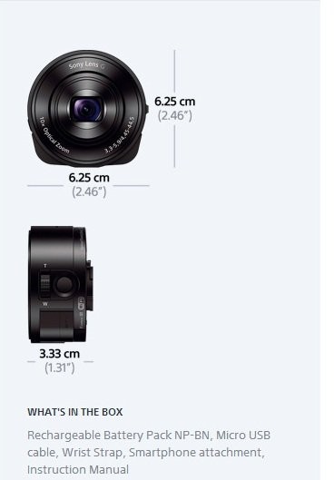 Sony Smart Lens Cyber Shot DSC-QX10 / Pasangan Lensa Kamera untuk