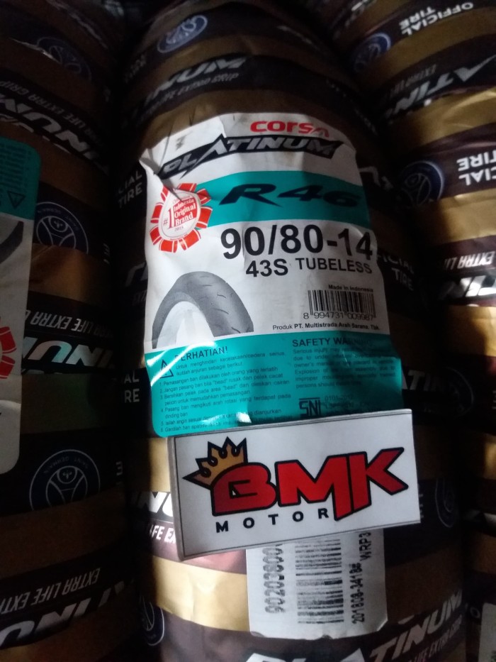Jual BAN CORSA PLATINUM R46 UK. 90/80-14 TUBELESS - Kab
