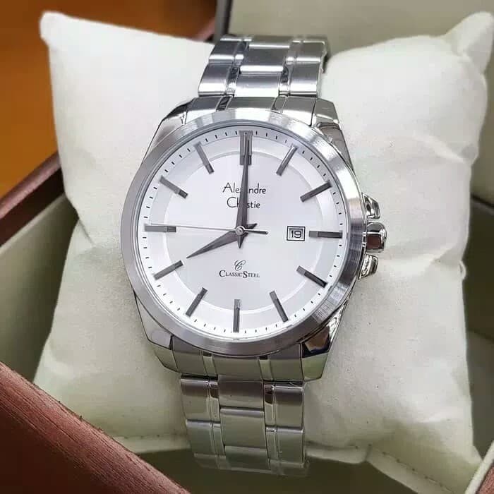 Jam Tangan Pria Alexandre Christie Ac8404 Original Stainlist Silver