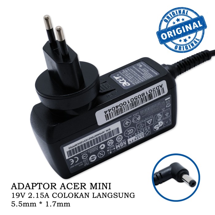 Foto Produk Adaptor Charger Laptop Acer Aspire One 522, 532, 532H 19V 2.15A ORI dari Grosir Part