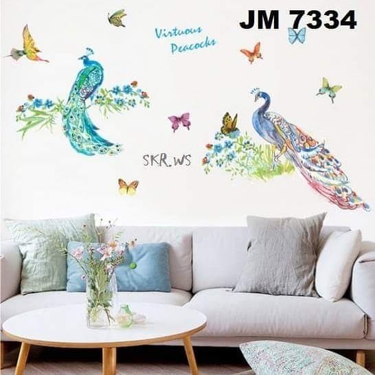 jual wall sticker 60x90 jm7334 2 merak hijau - kota kediri - sabrina