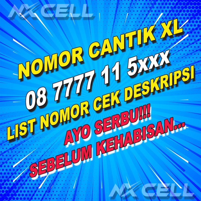 Nomor Cantik 7777 Kartu Perdana XL 4G LTE