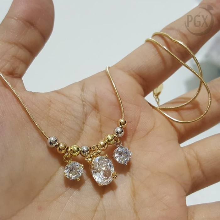 XD33 Kalung Koye Bola 3 Dimensi Silver Rose Gold Perhiasan Xuping Emas