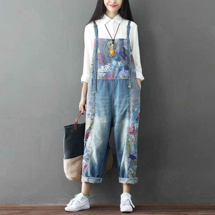 womens denim overalls wide leg
