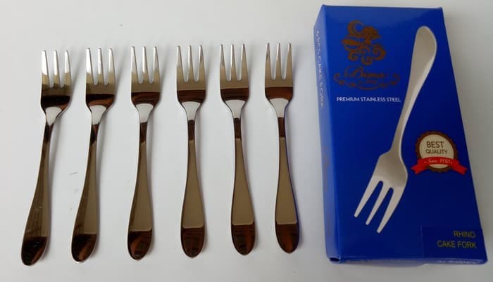 DESSERT FORK BIMA SERI RHINO 1 SET ISI 6 STAINLESS / GARPU KUE 14CM
