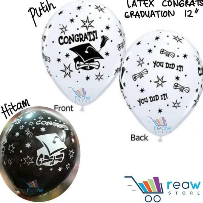 Package of 10 12/" Graduation /'Congrats You Did It/' Latex Balloons