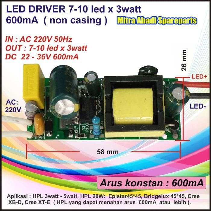 Jual Promo Led Driver 7 10 3w 3 Watt 20w 20 Watt 600 Ma Tanpa Casing All Kab Kotawaringin Barat Store Example Tokopedia