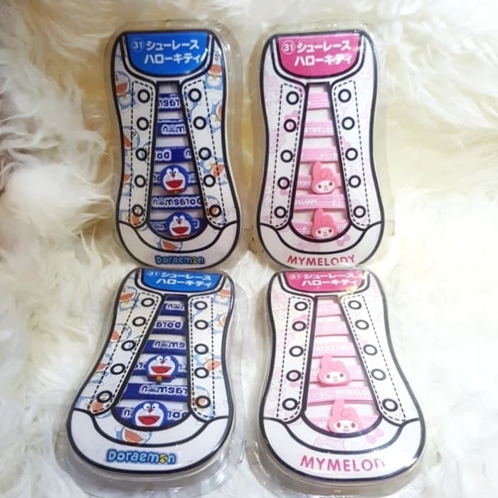 Tali sepatu sepasang doraemon / my melody / biru / pink