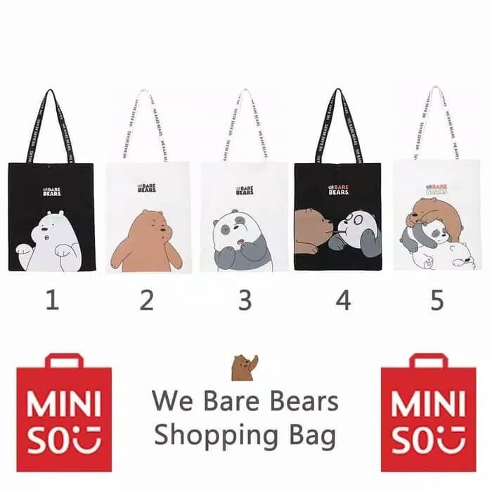 we bare bears tote bag miniso