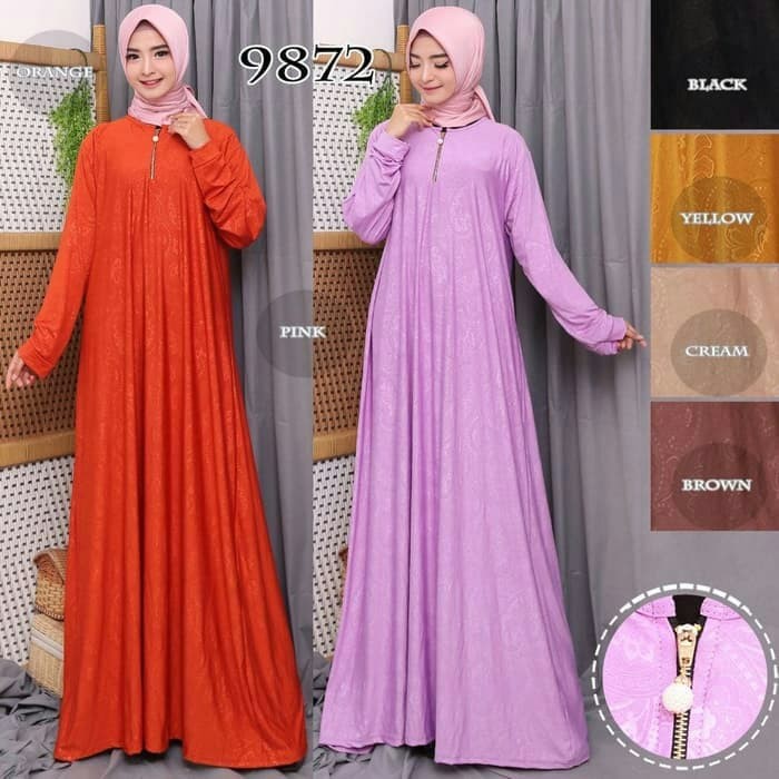 Baju Gamis Dewasa polos Jersey Embos Busui 9872
