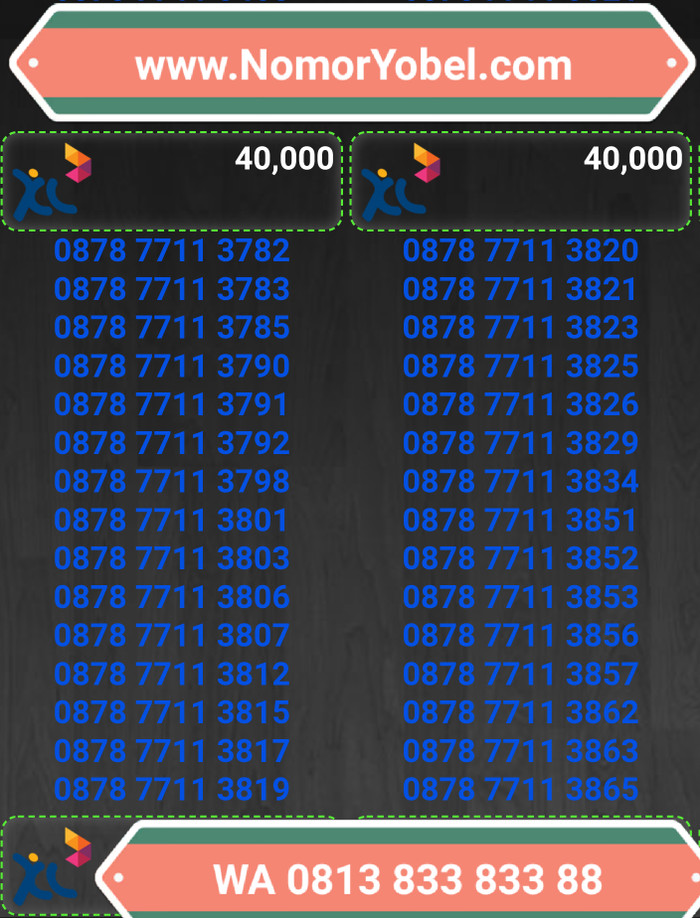 Kartuperdana nomorcantik murah xl bebas axiata TP40
