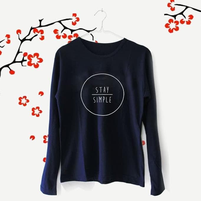 Tumblr Tee / T-Shirt / Kaos Wanita Lengan Panjang Stay Simple Navy