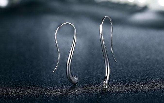 Anting Kaku Lapis Emas Putih Silver Model Panjang Unik 1 Batu - Be132