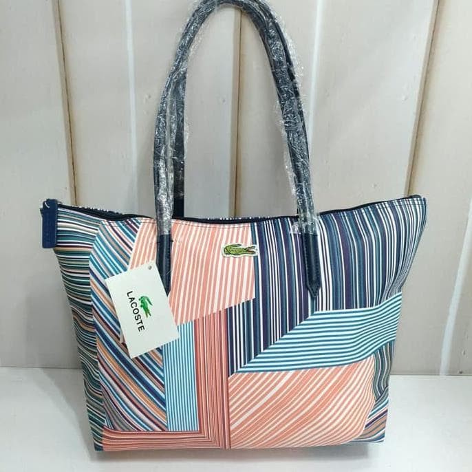 Tas/Totebag Lacoste Horizontal Motif garis