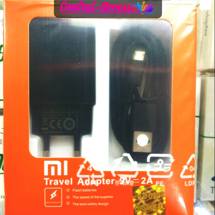 Charger Xiaomi Micro Fast Charging ORIGINAL 100% - 2.5A/5V & 2.A/9V - Hitam