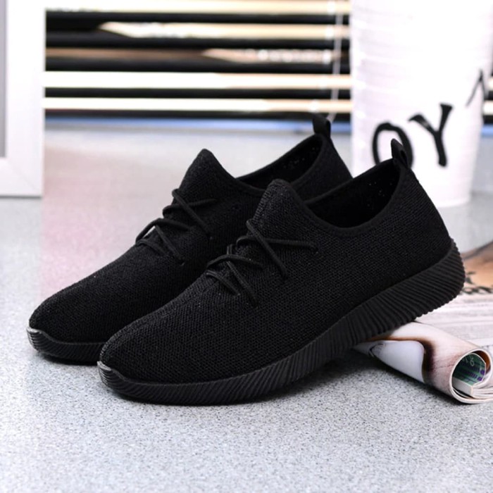 Sepatu Kets Sneaker Yz - Sepatu Pria Dan Wanita- Sepatu Sport Korea - Hitam, 37