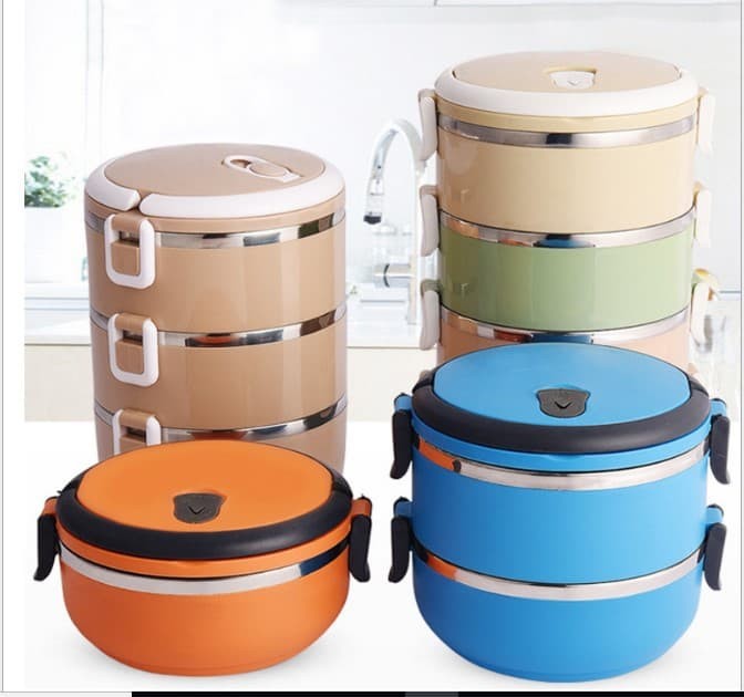Rantang 3 Susun Stainless Steel Eco Lunch Box Glossy - HPD185 - Biru