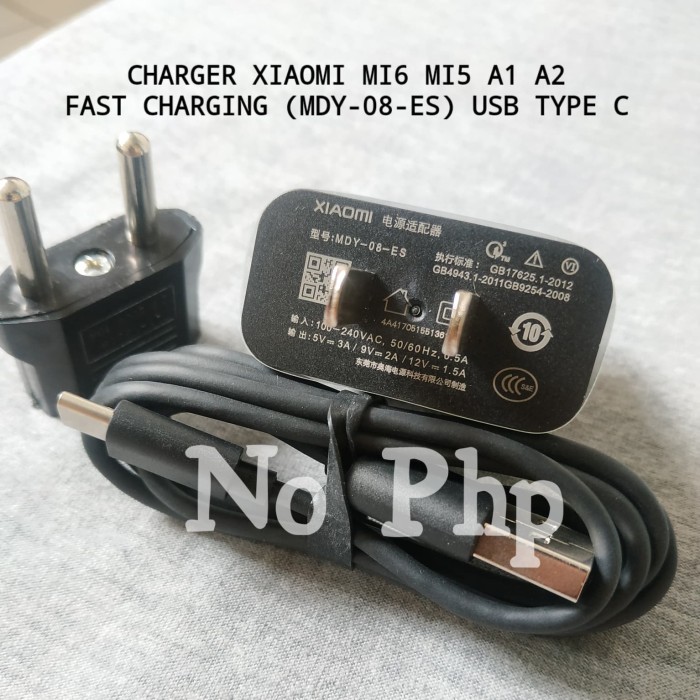 CHARGER XIAOMI MI6 MI5 MI4C A1 ORIGINAL FAST CHARGING 3A 9V USB TYPE C